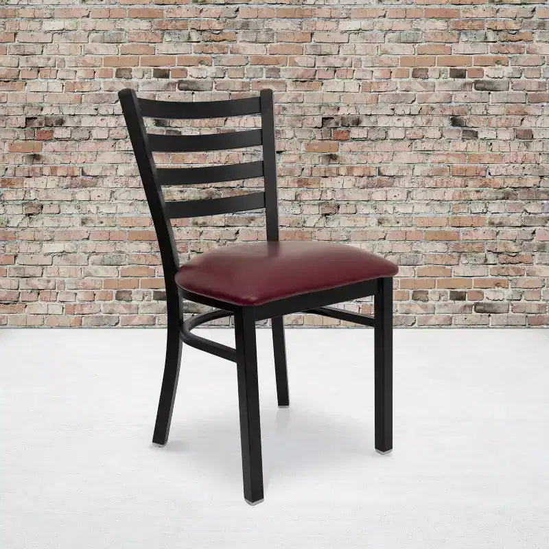 Emma and Oliver 2 Pack Ladder Back Metal Restaurant Chair