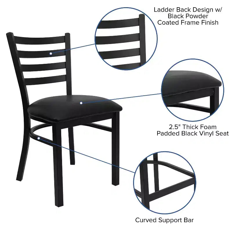 Emma and Oliver 2 Pack Ladder Back Metal Restaurant Chair