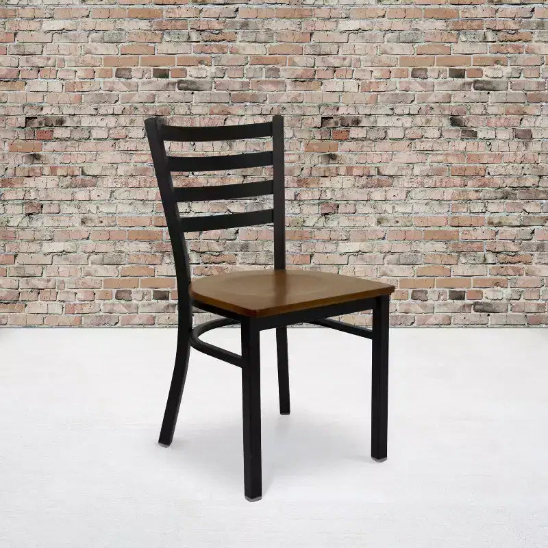 Emma and Oliver 2 Pack Ladder Back Metal Restaurant Chair