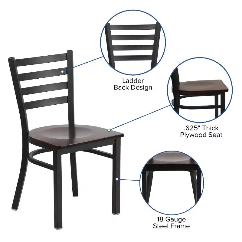 Emma and Oliver 2 Pack Ladder Back Metal Restaurant Chair