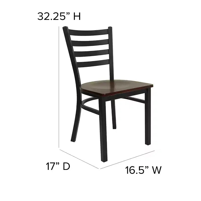 Emma and Oliver 2 Pack Ladder Back Metal Restaurant Chair