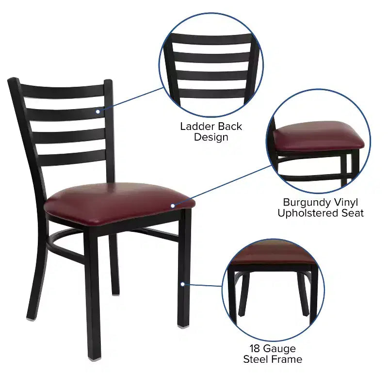 Emma and Oliver 2 Pack Ladder Back Metal Restaurant Chair