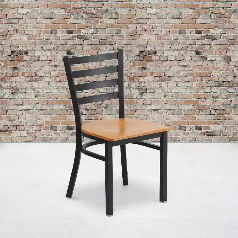 Emma and Oliver 2 Pack Ladder Back Metal Restaurant Chair
