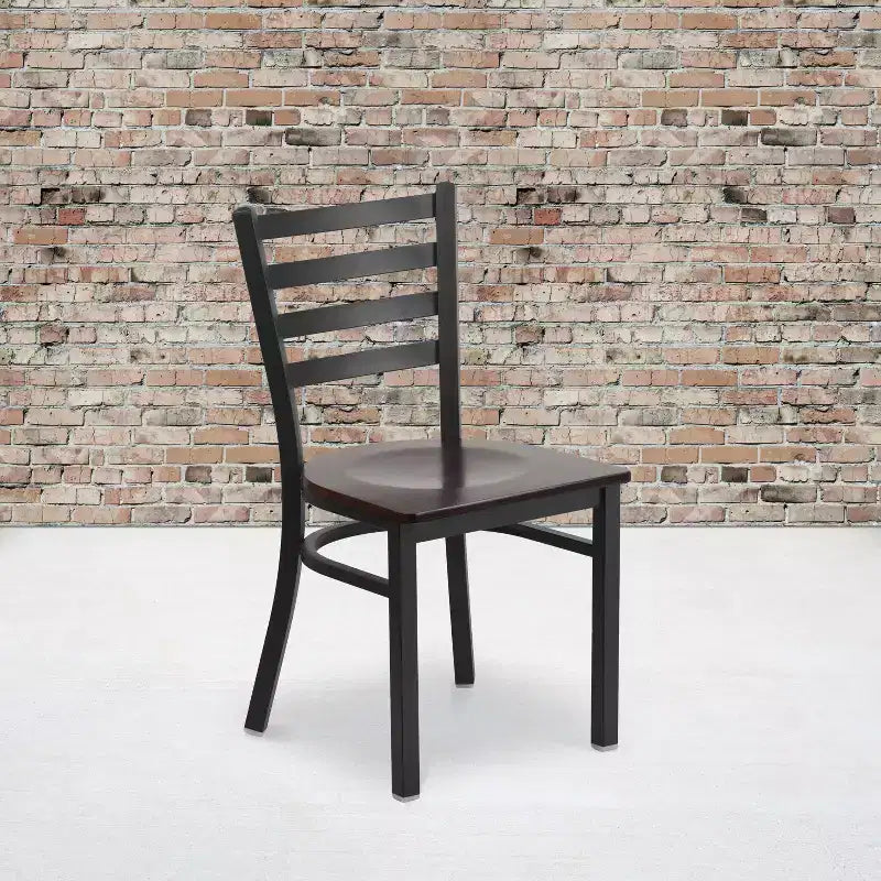 Emma and Oliver 2 Pack Ladder Back Metal Restaurant Chair