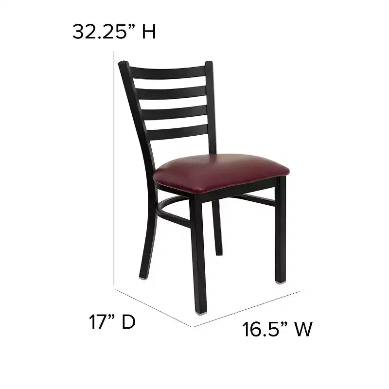 Emma and Oliver 2 Pack Ladder Back Metal Restaurant Chair