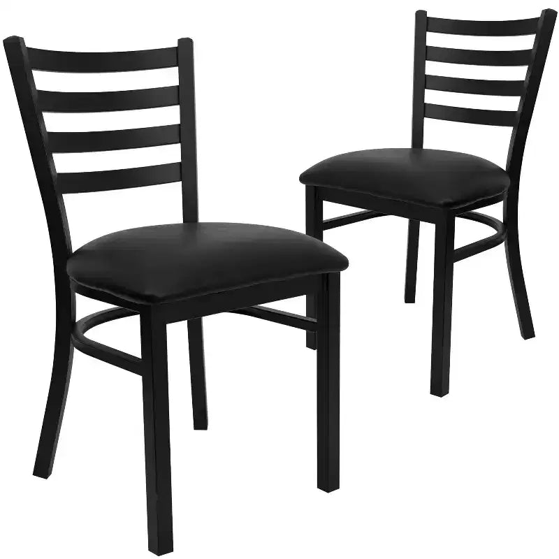 Emma and Oliver 2 Pack Ladder Back Metal Restaurant Chair