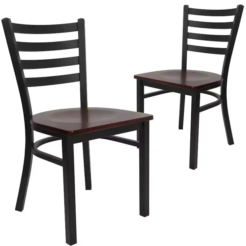 Emma and Oliver 2 Pack Ladder Back Metal Restaurant Chair