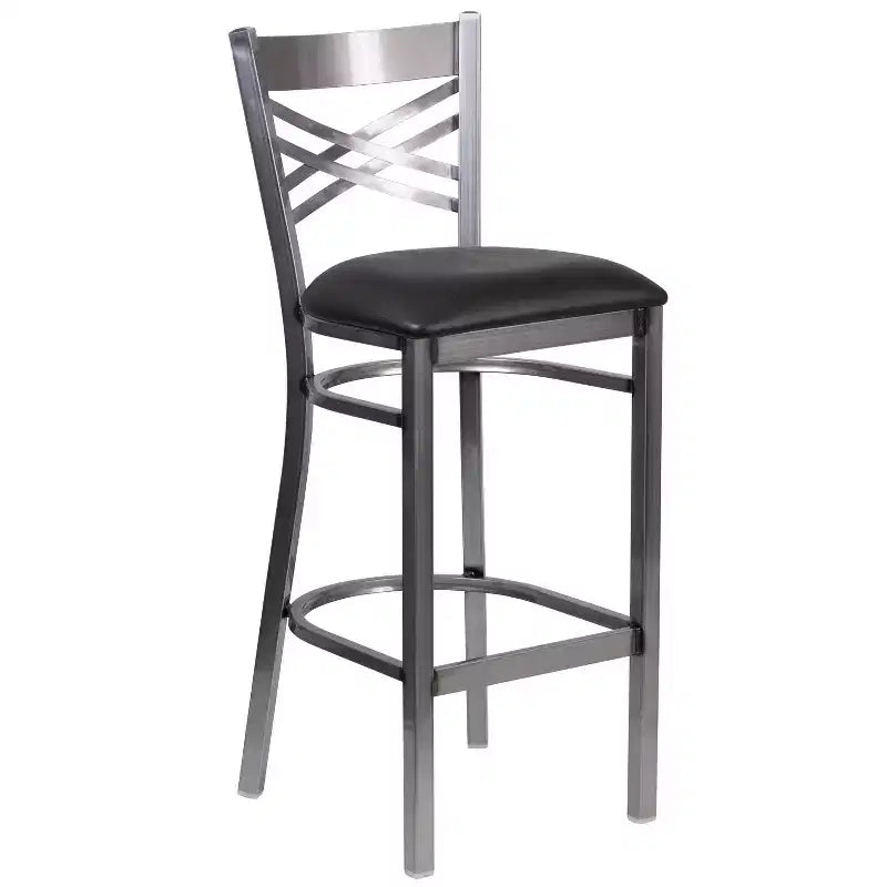 Emma and Oliver 2 Pack Clear Coated X Back Metal Restaurant Barstool