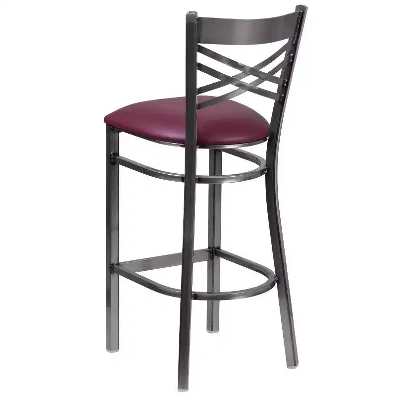 Emma and Oliver 2 Pack Clear Coated X Back Metal Restaurant Barstool
