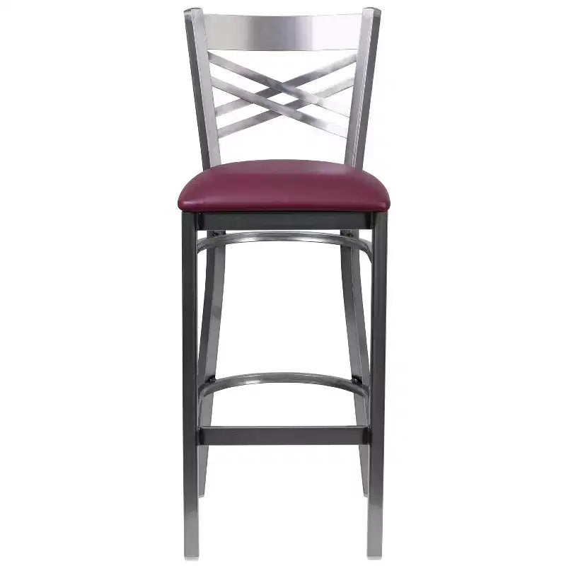 Emma and Oliver 2 Pack Clear Coated X Back Metal Restaurant Barstool