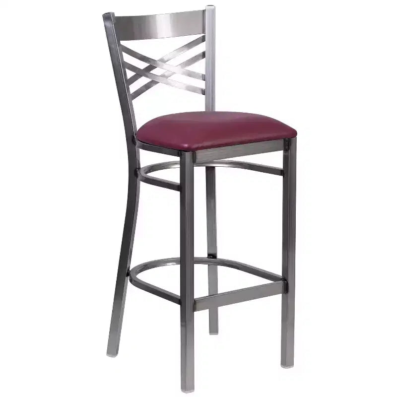 Emma and Oliver 2 Pack Clear Coated X Back Metal Restaurant Barstool