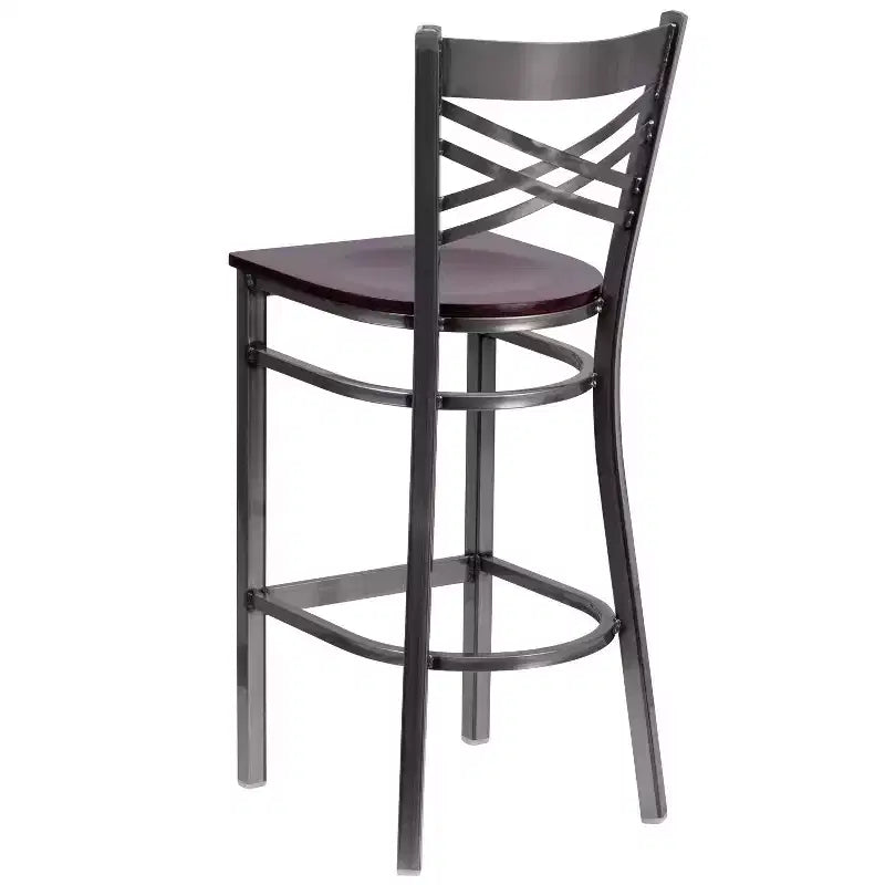 Emma and Oliver 2 Pack Clear Coated X Back Metal Restaurant Barstool