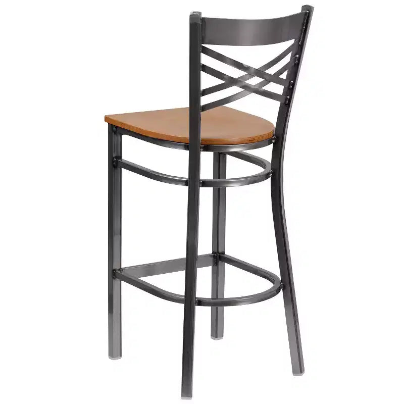 Emma and Oliver 2 Pack Clear Coated X Back Metal Restaurant Barstool