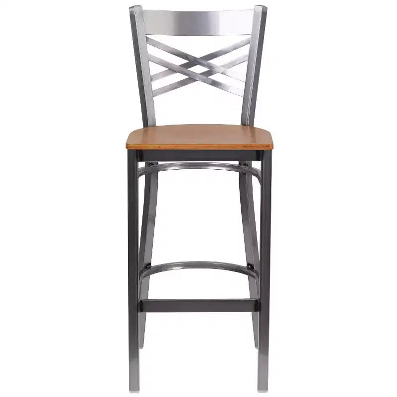 Emma and Oliver 2 Pack Clear Coated X Back Metal Restaurant Barstool