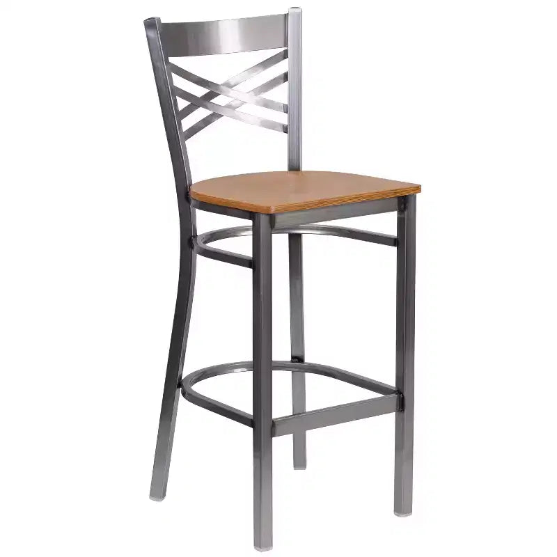 Emma and Oliver 2 Pack Clear Coated X Back Metal Restaurant Barstool