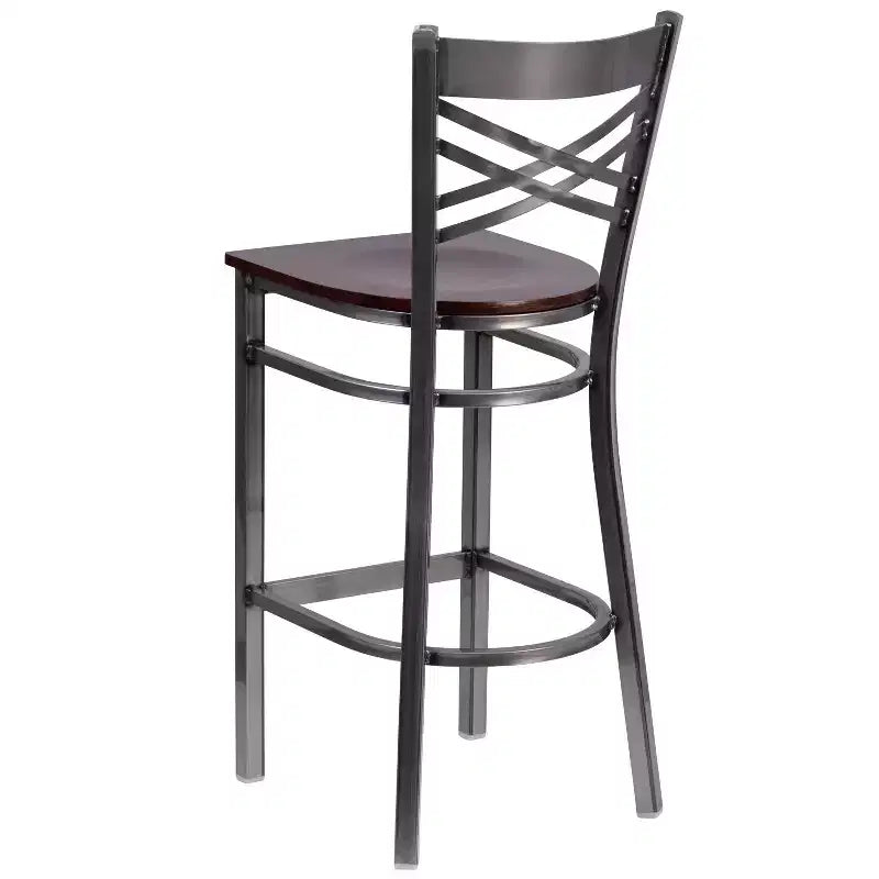 Emma and Oliver 2 Pack Clear Coated X Back Metal Restaurant Barstool