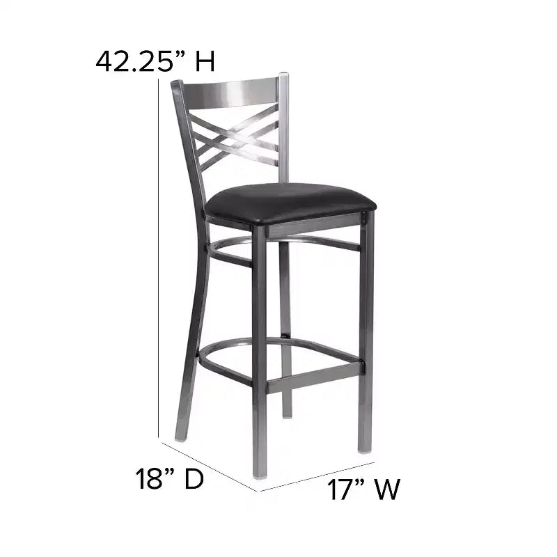 Emma and Oliver 2 Pack Clear Coated X Back Metal Restaurant Barstool