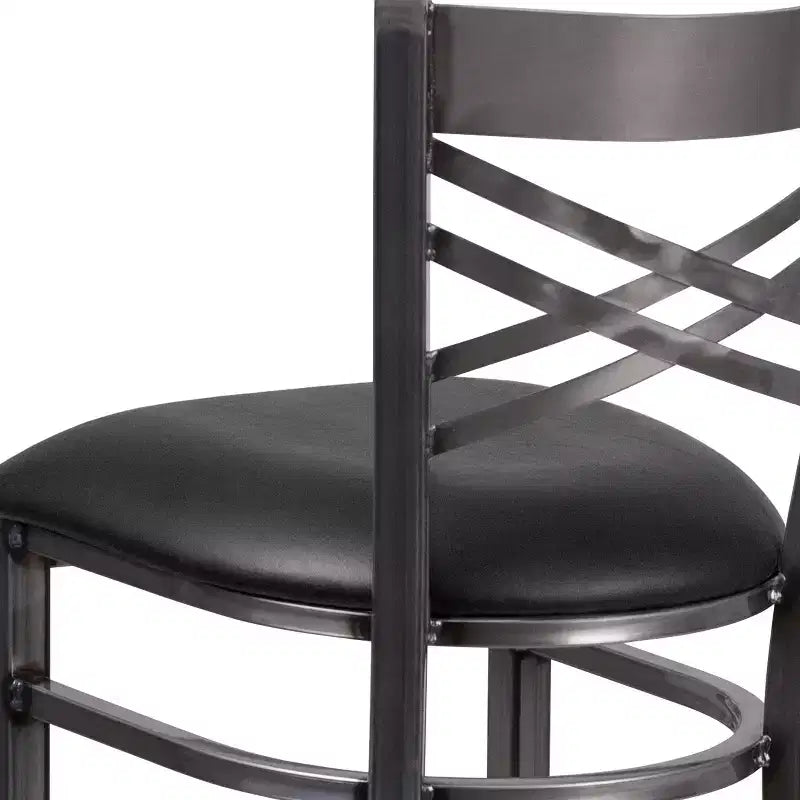 Emma and Oliver 2 Pack Clear Coated X Back Metal Restaurant Barstool