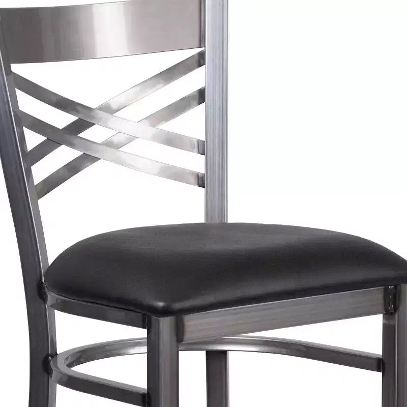 Emma and Oliver 2 Pack Clear Coated X Back Metal Restaurant Barstool