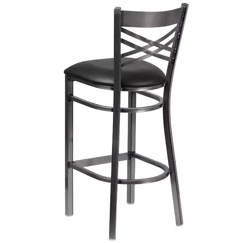 Emma and Oliver 2 Pack Clear Coated X Back Metal Restaurant Barstool