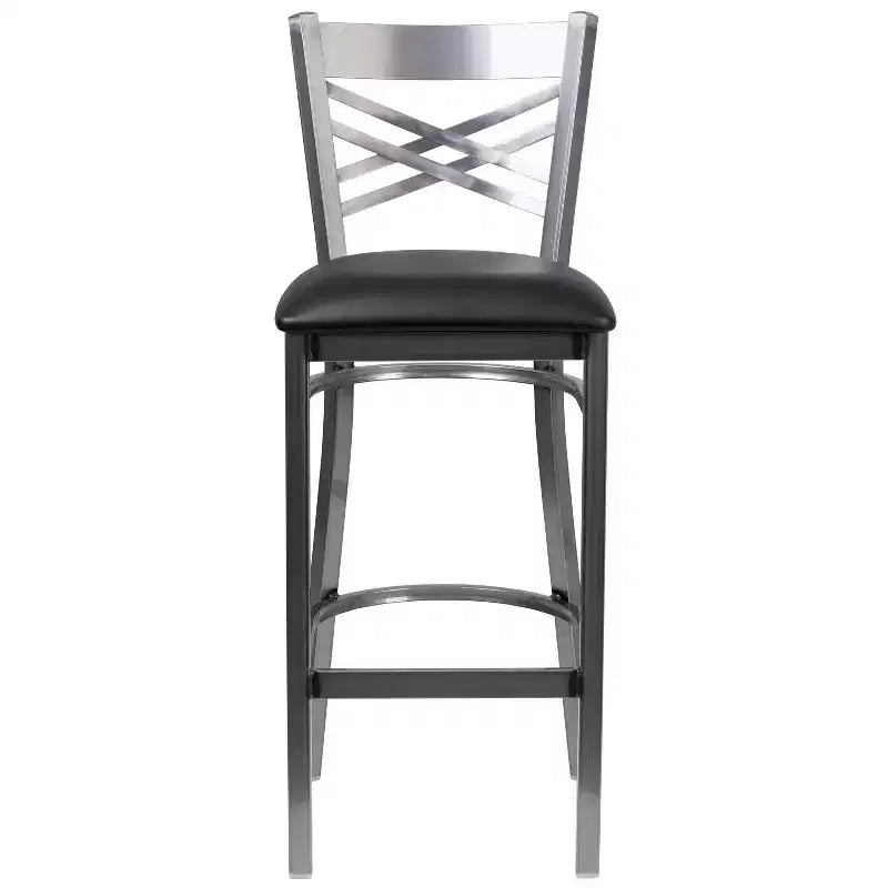 Emma and Oliver 2 Pack Clear Coated X Back Metal Restaurant Barstool