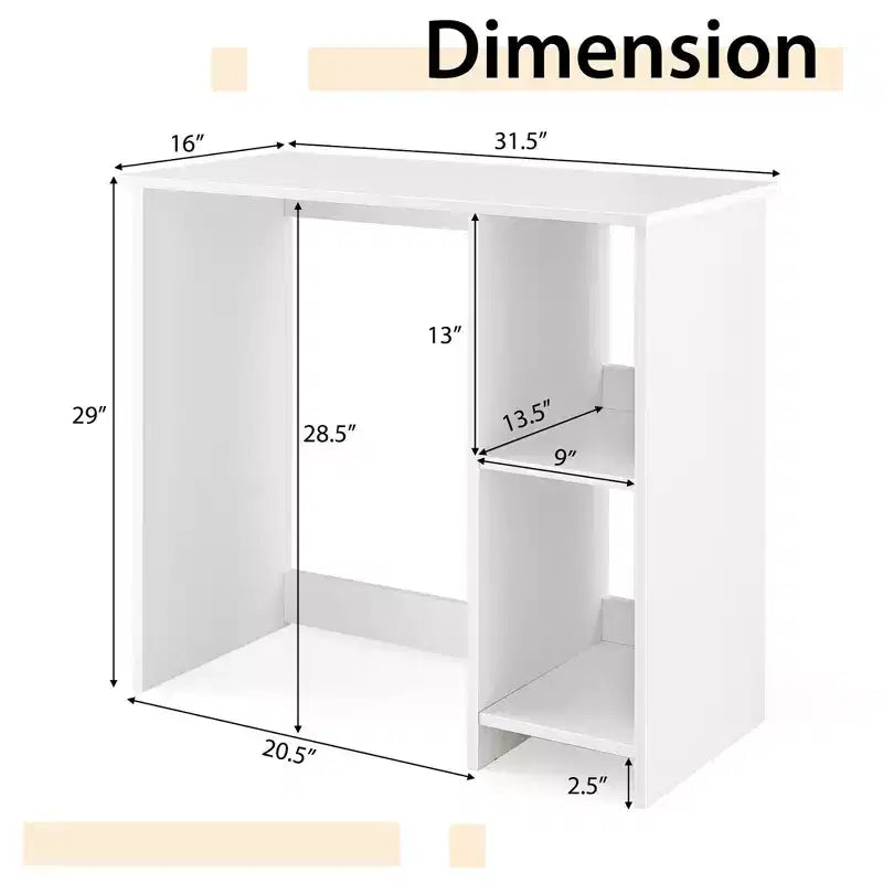 Costway 31.5'' Small Computer Desk Home Office Study Writing Desk with 2 Compartments