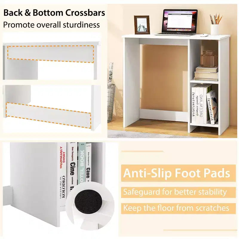 Costway 31.5'' Small Computer Desk Home Office Study Writing Desk with 2 Compartments