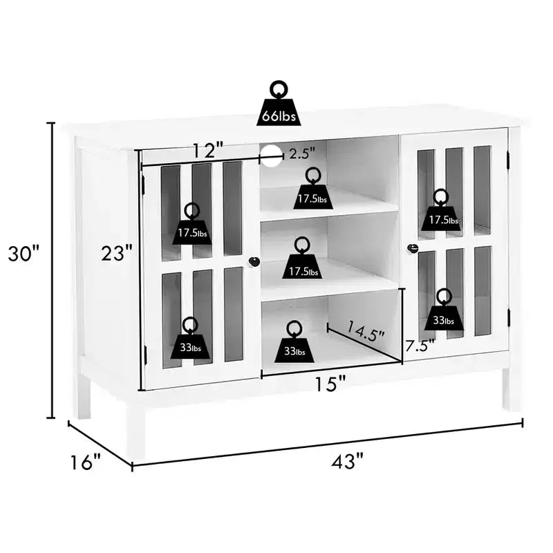 Costway Wood TV Stand Entertainment Media Center Console for TV up to 50''