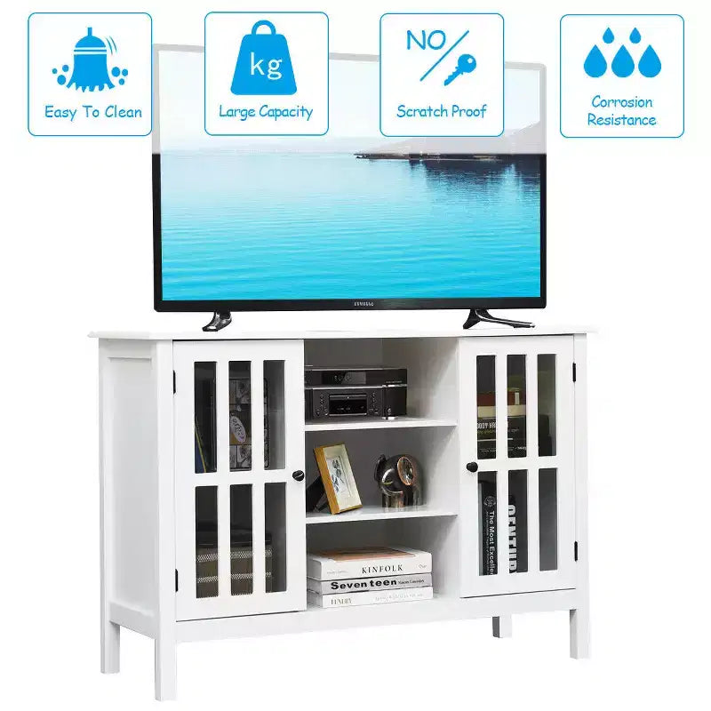 Costway Wood TV Stand Entertainment Media Center Console for TV up to 50''