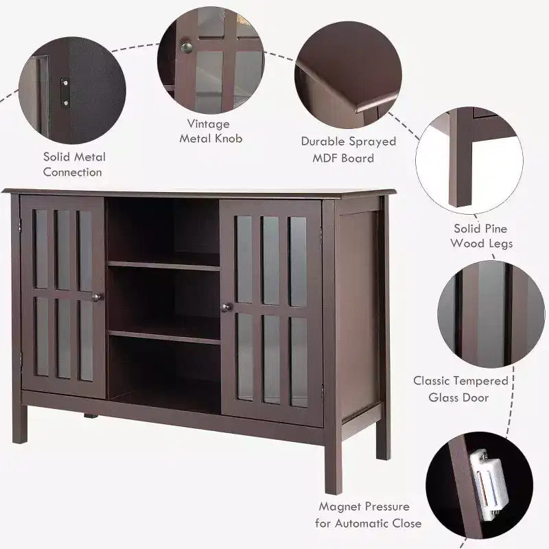 Costway Wood TV Stand Entertainment Media Center Console for TV up to 50''