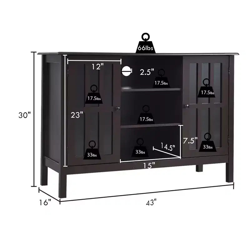 Costway Wood TV Stand Entertainment Media Center Console for TV up to 50''